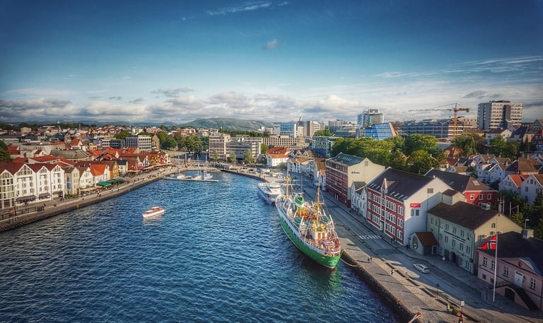 Stavanger Norway harbor with buildings