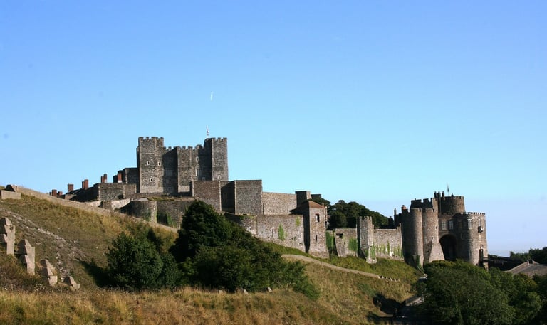 dover castle on grassy hill