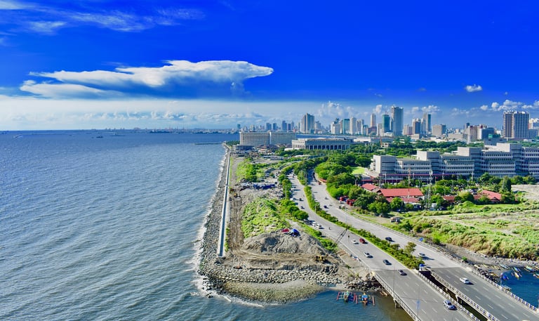 Manila skyline with coast
