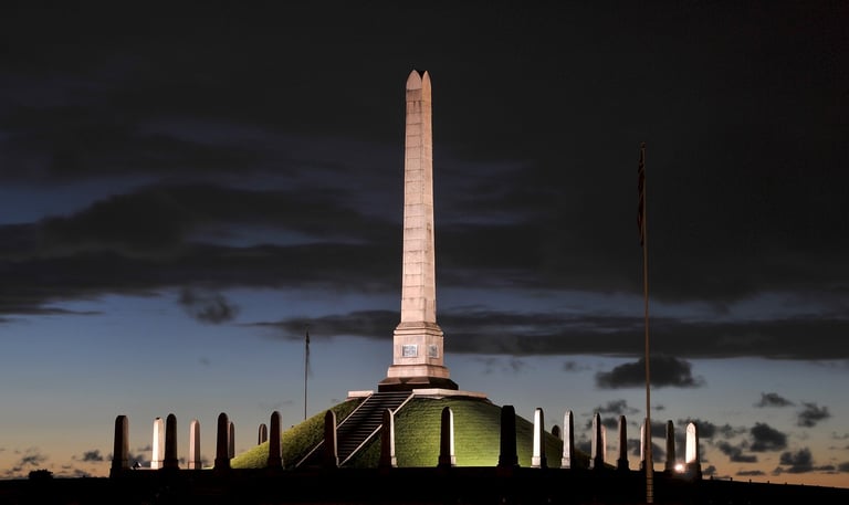 Heraldshaugen Monument at Night Haugesund Norway