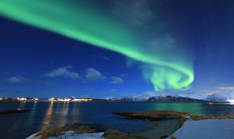 Northern lights aurora borealis over tromso