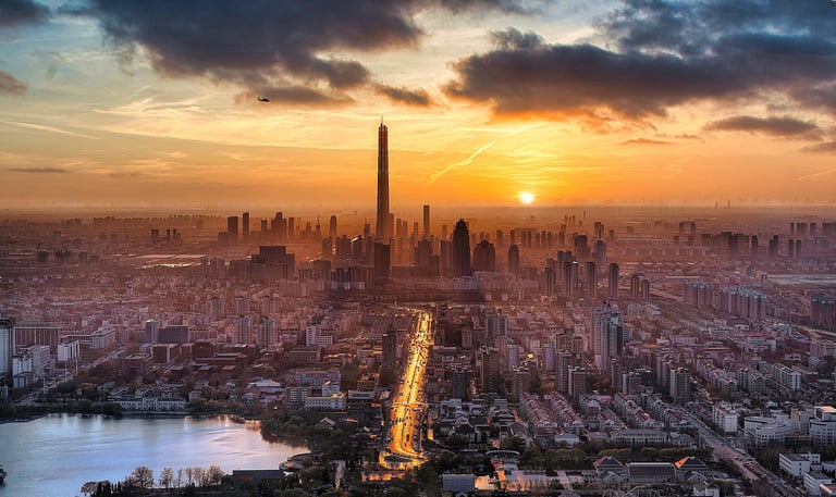 Tianjin skyline at sunset