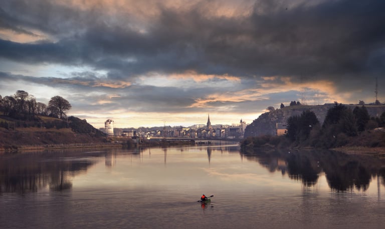 Waterford Ireland waterfront with kayaker