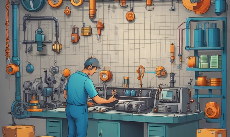 A team collaborating around a table with documents and laptops.