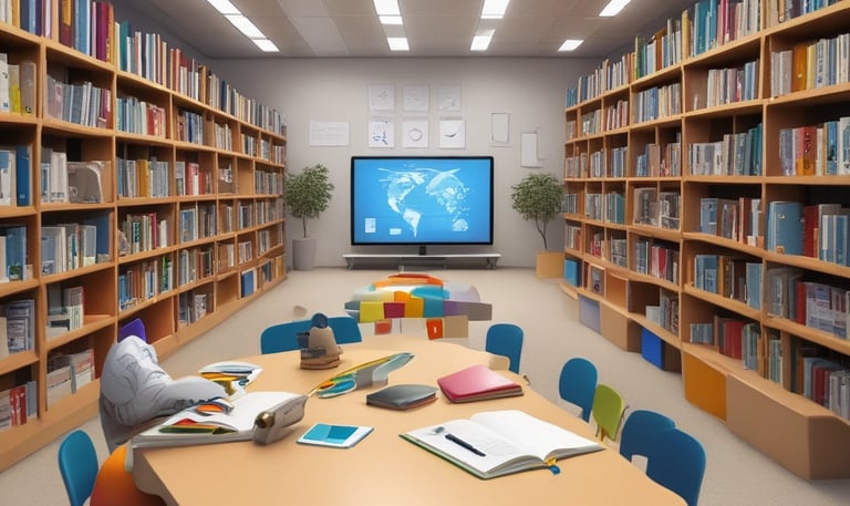 A person stands in a professional setting holding a blue folder. They are wearing a teal blazer over a white shirt and jeans. The background features glass walls and what appears to be a server room with blue lighting, suggesting a technological or business environment.