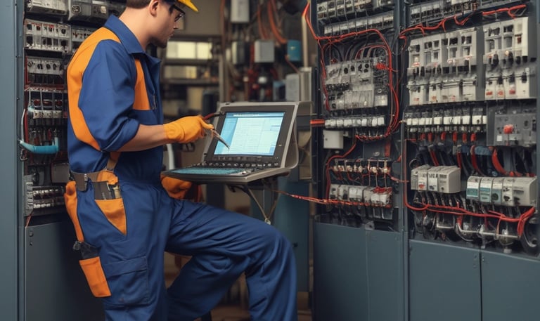 A smart home setup with automated lighting and security features.