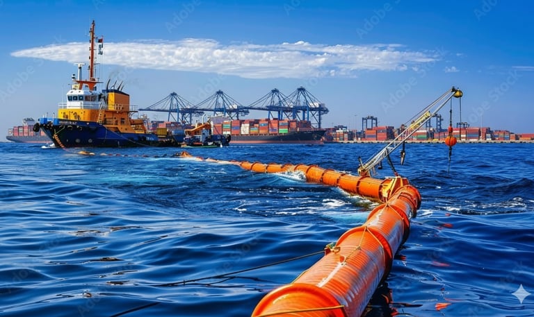 a tugboat in the ocean with a tugboat in the background