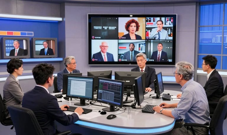 Large red and white letters spelling out 'YAHOO' are positioned outside a building labeled 'Global Business Centre.' The letters are three-dimensional and stand on the sidewalk, creating a striking visual against the building's facade.