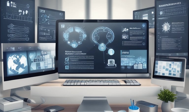 A group of four men in business attire are gathered around a table, examining documents laid out in front of them. They appear to be engaged in a discussion or meeting, with focused expressions and attentive body language.