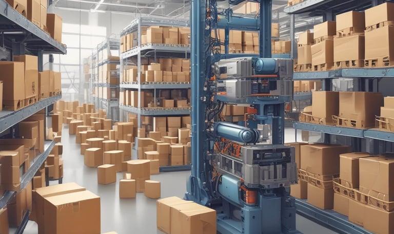 Automated pick and place robot sorting components on a conveyor belt.