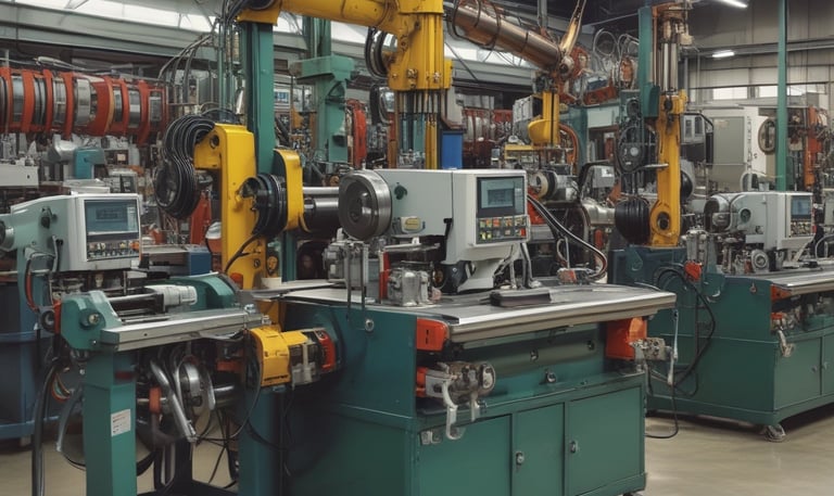 Automated pick and place robot sorting components on a conveyor belt.
