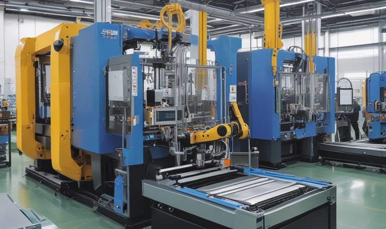 Automated pick and place robot sorting components on a conveyor belt.