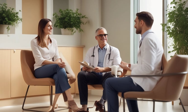 A modern healthcare facility with advanced technology and serene environment.