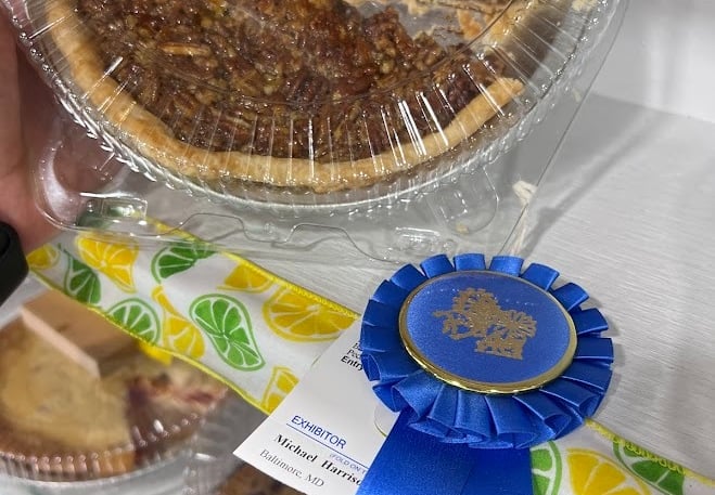 pecan pie with blue ribbon