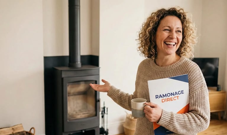 Cliente souriante recommandant les services de Ramonage Direct à Nantes après une intervention