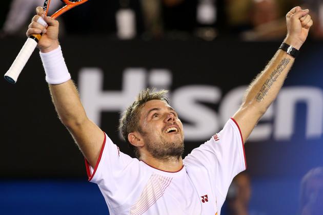 Stanislas Wawrinka celebrating his victory at the 2014 Australian Open tennis tournament