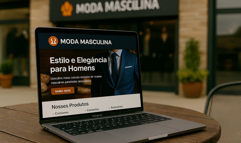 Site institucional exibido no computador, criado pela Élan Digital para empresa cliente
