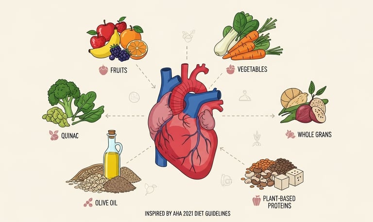 AHA's 10 dietary guidelines to avoid heart disease.