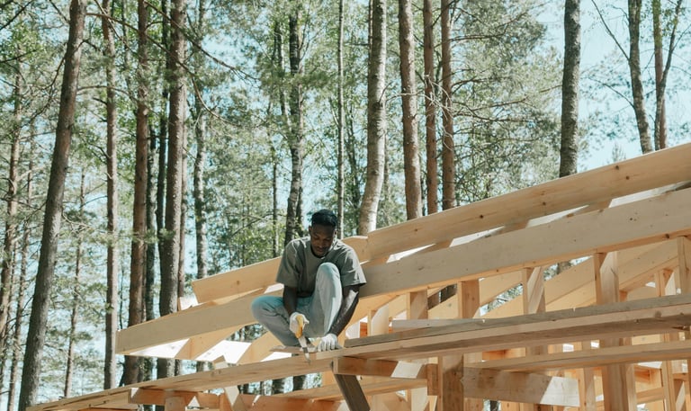 Roof installation by Earth and Heaven Construction 