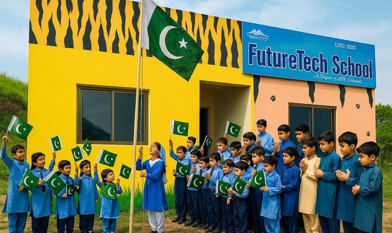 Flag Hoisting - Independence Day - Future Tech School System - Kallar Kahar Township