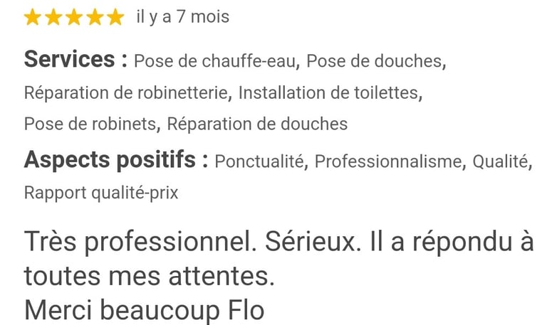 artisan serieux avis google positif