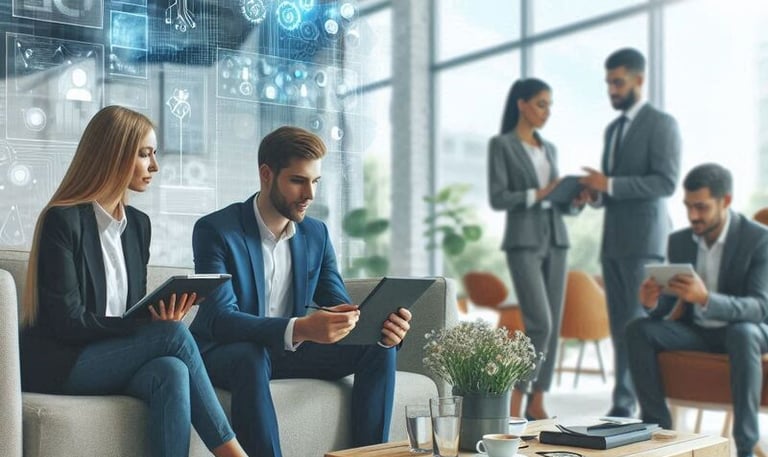 employees actively engaging in a business consultancy 