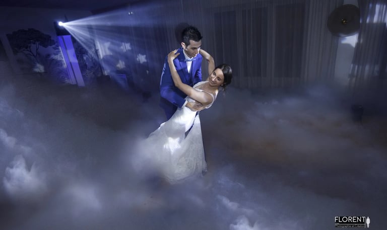 weeding photographer florent studio lille le touquet couple dancing in cloud filled room saint omer