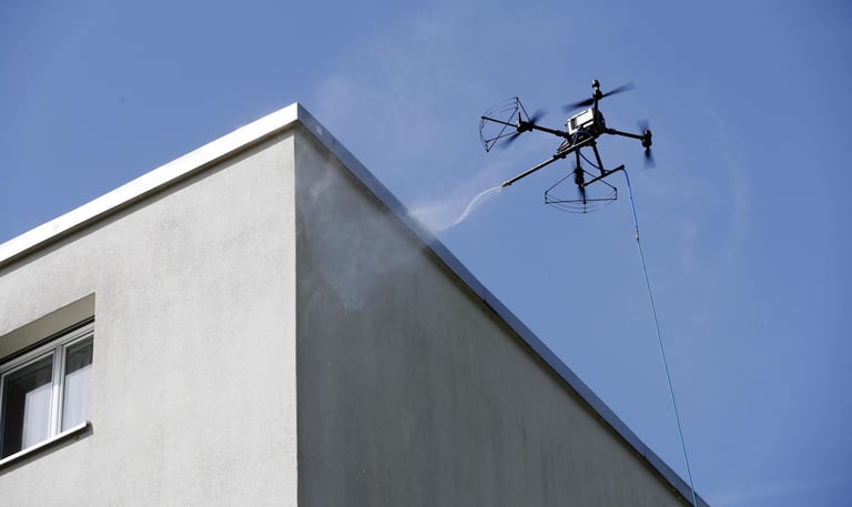 facade cleaning with a drone