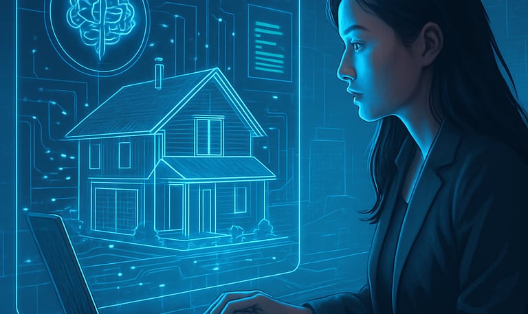a woman in a business suit is using a laptop