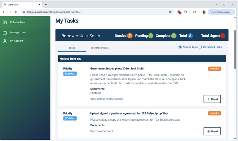 POS Borrower Needs List