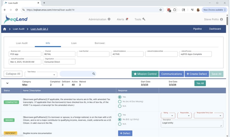 eqLend Quality Assurance in the Portal