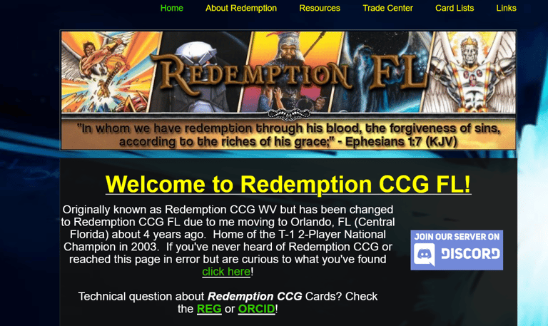 Redemption CCG FL website image link was a hobby site I did back in 2020 for a card game I played.