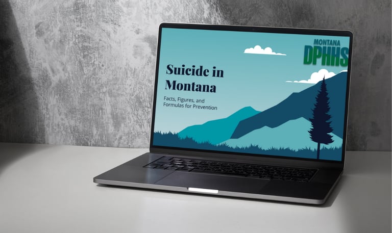 a laptop computer sitting on a table with a mountain view