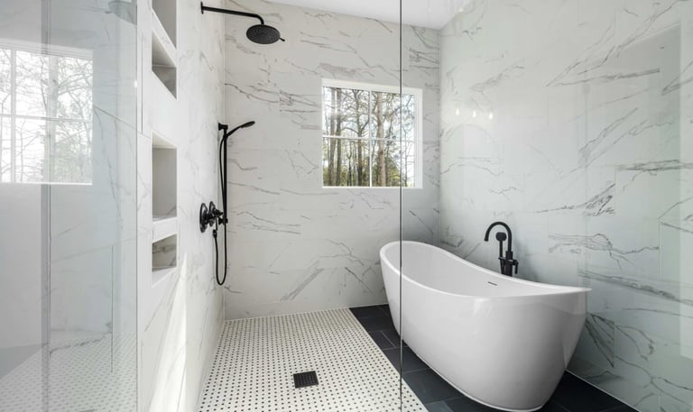 Luxury bath with walk-in shower and tub