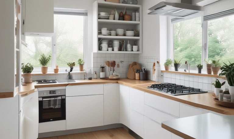 A storefront for a dry cleaning business with large glass windows displaying various signs and clothing racks with garments hung inside. The signage includes 'Nashville's Shirts Laundered' and services like spotting, drapery, silk and wool care. The central window features a colorful poster of a man and woman labeled 'Dry Cleaners.' An American flag is visible in the reflection on the glass.