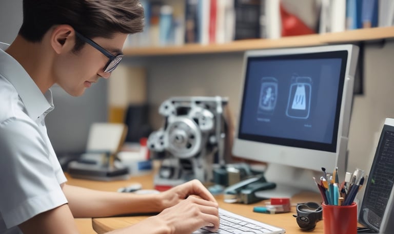 A technician assembling electronic devices in a workshop.