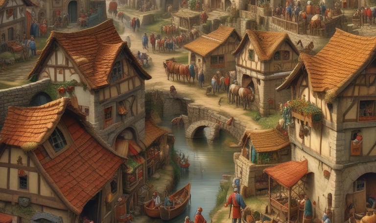 A detailed illustration of an ancient Mesopotamian city with ziggurats and bustling markets.