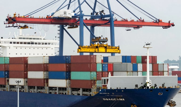 A team of professionals discussing international trade strategies around a conference table.