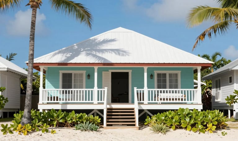 Charming countryside cottage surrounded by greenery and a welcoming porch.