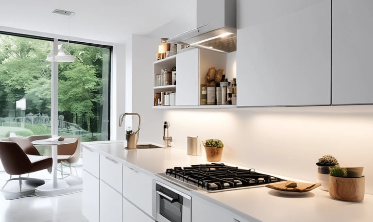 Cozy country-style kitchen with rustic wooden furniture and ample storage.