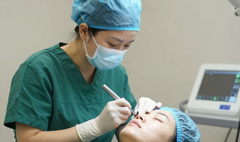 Sleek laptop displaying a clean, modern website layout with blue and white accents.