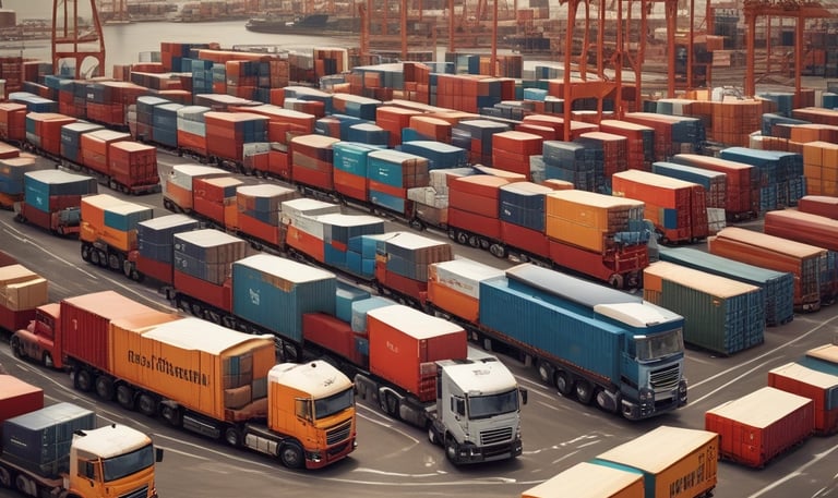 Spacious warehouse interior with neatly stacked pallets and clear aisles.