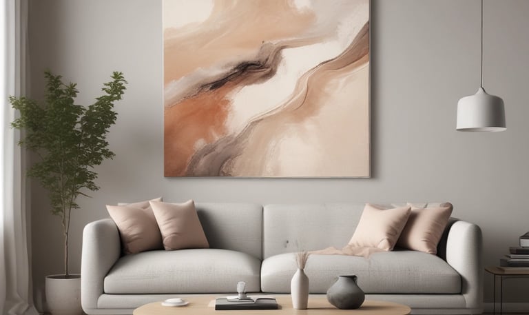 Modernūs paveikslai interjerui derinami prie svetainės spalvų ir stiliaus