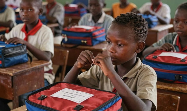 Children attentively participating in a classroom session in Madagascar.