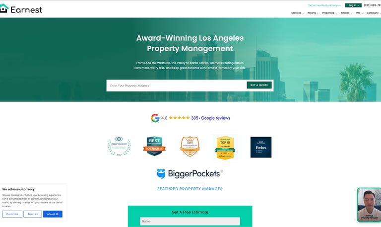 The Earnest Homes website image