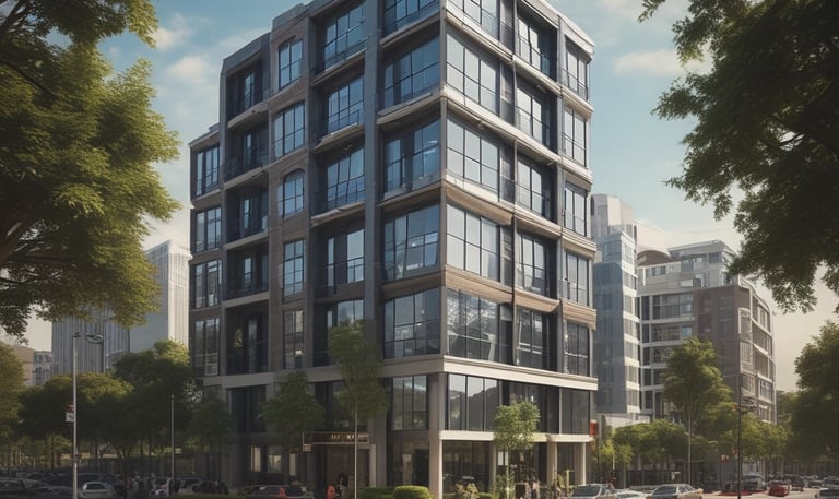 Business professionals discussing financial charts in a modern office.