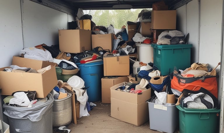 A team removing fallen leaves and branches from a tidy suburban yard.