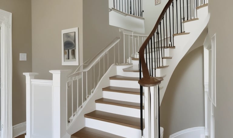 A charming house with a newly painted deep red exterior and crisp white accents under a clear blue sky.