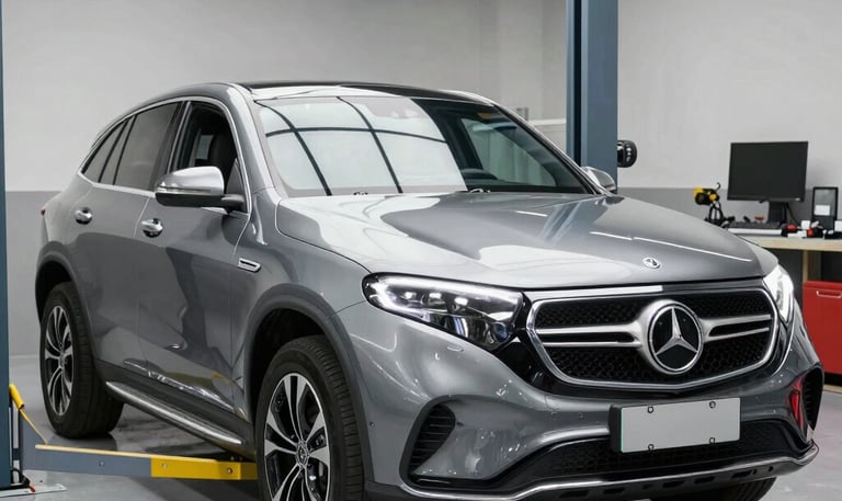 A skilled mechanic carefully inspecting a car engine under bright garage lights.