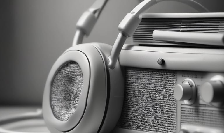 Close-up of a microphone with dramatic blue and orange lighting against a dark background.